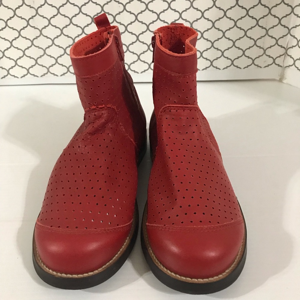 Gudrun Sjoden Red Perforated Women's Ankle Boots - Size 41 - Picture 2 of 9